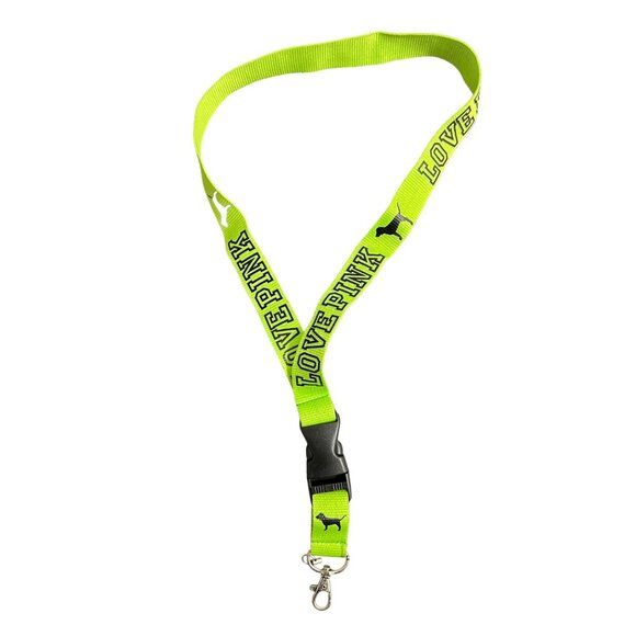 Victoria's Secret Love Pink Neon Green Detachable Lanyard Keychain Clip - Picture 1 of 1